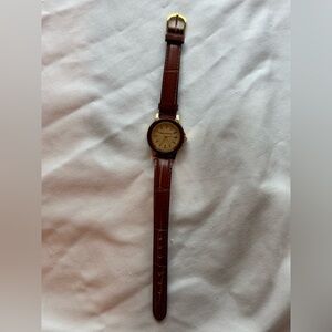 Naturalizer ESP Biene Gold Tone Watch Brown Leather Strap